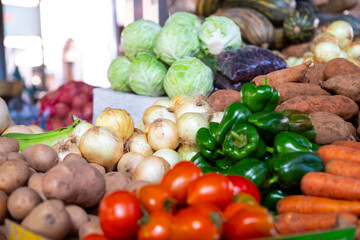 Market fresh vegetable produce at open air market