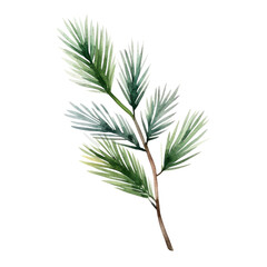 Fototapeta premium Pine branch watercolour illustration. clipart for design. Christmas elements. isolated on transparent background. Generative ai