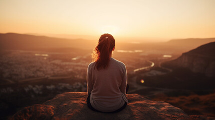 person meditating,sunset