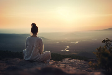 person meditating,sunset
