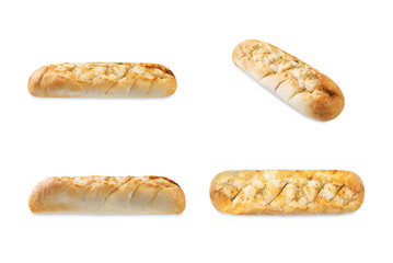 Ciabatta wheat bread on a white isolated background