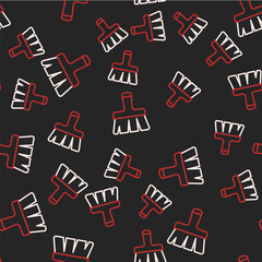 Line Paint brush icon isolated seamless pattern on black background. Vector