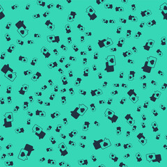 Naklejka premium Black Heart in speech bubble icon isolated seamless pattern on green background. Happy Valentines day. Vector