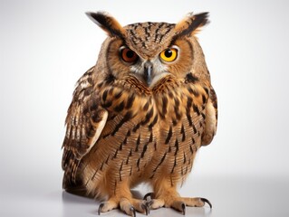 Obraz premium Portrait of a beautiful owl isolated on a white studio background.
