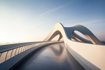 curved steel structure bridge supported by two main arches - Powered by Adobe