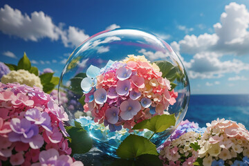 Soap bubble flower hydrangea