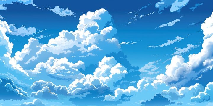 blue sky clouds. Anime clean style