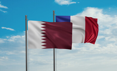 Qatar and France flag