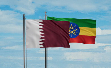Ethiopia and Qatar flag
