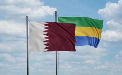 Gabon and Qatar flag