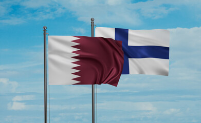 Finland and Qatar flag