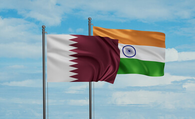 India and Qatar flag
