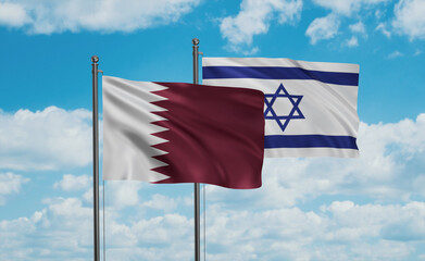 Israel and Qatar flag