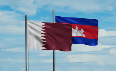 Cambodia and Qatar flag