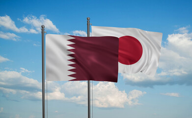 Japan and Qatar flag