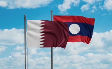 Laos and Qatar flag