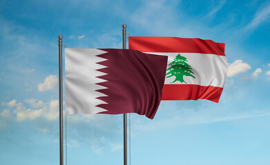 Lebanon and Qatar flag