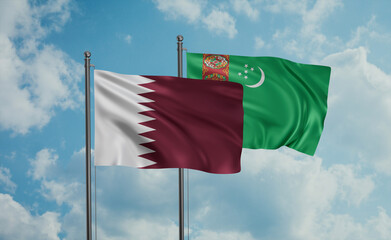 Turkmenistan and Qatar flag
