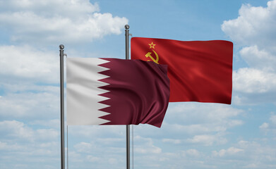 Soviet Union and Qatar flag
