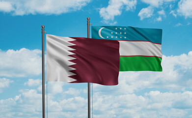 Uzbekistan and Qatar flag