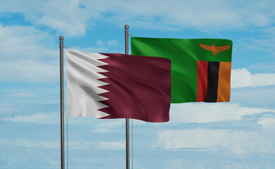 Zambia and Qatar flag