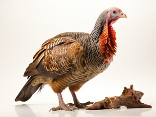 Turkey isolated on a white background. Studio shooting. Side view.