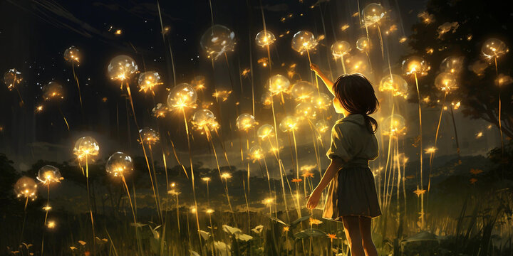 Artwork of a Child Within a Glowing Imaginary World