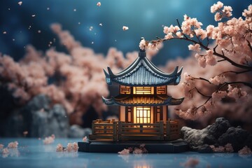 Fototapeta premium Mid autumn festival. Marking the end of the autumn harvest. Traditionally a time to give thanks to the gods. a time of year that the moon is at its brightest, lunar legends.