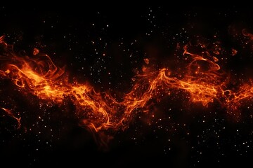 Fototapeta na wymiar Texture of burn fire with particles embers. Flames on isolated black background | Generative AI