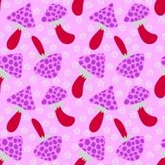 Autumn seamless cartoon polka dots mushrooms pattern for wrapping paper and fabrics and kids print and Halloween