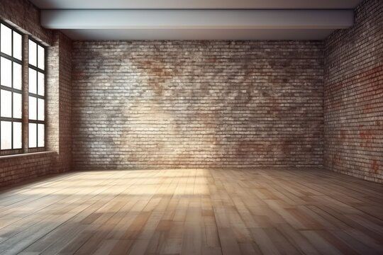 Empty room loft style with brick wall.