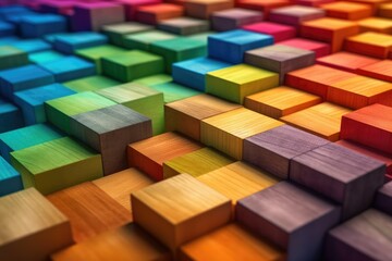 Colorful background of wooden blocks.