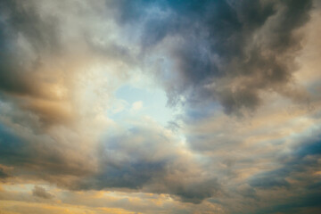 Naklejka na ściany i meble Beautiful sky with soft clouds during sunset.