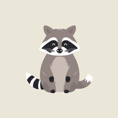 Fototapeta na wymiar Raccoon Vector Cute Raccoon Cartoon Symbol