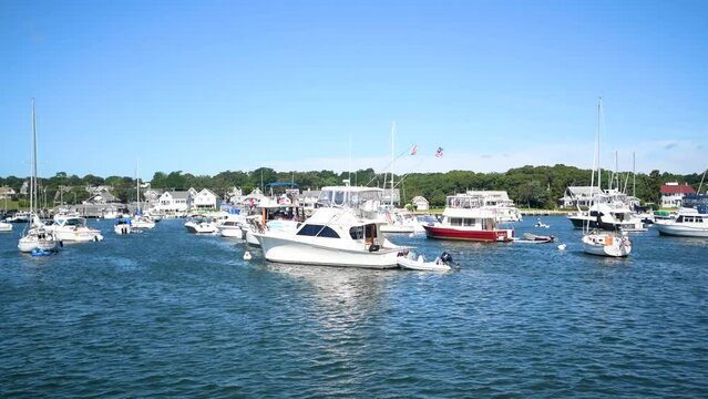Fun times on the ocean, boats in the harbor at Martha's Vineyard