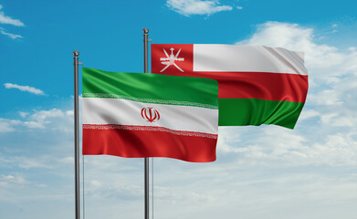 Oman and Iran flag