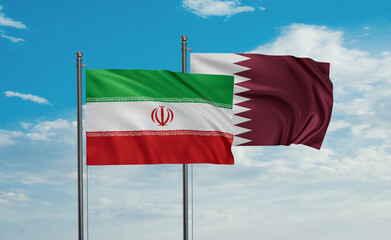 Qatar and Iran flag
