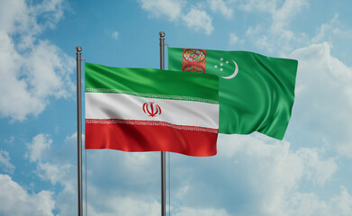Turkmenistan and Iran flag