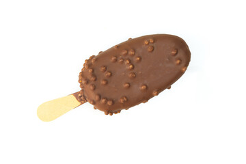 Chocolate ice-cream on stick isolated on white background