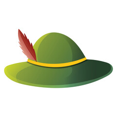 oktoberfest hat, Tyrolean hat icon in cartoon style isolated on white background. Oktoberfest symbol