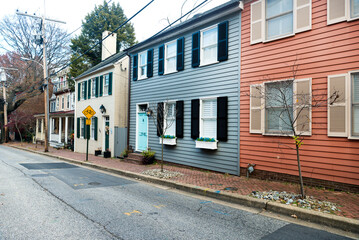 historic city of Annapolis on Maryland's Chesapeake Bay. Architecture of old houses.