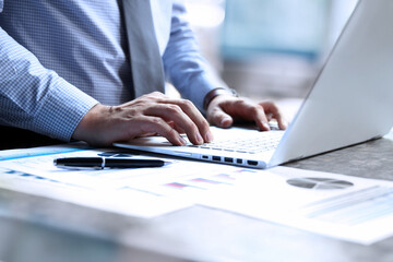 Businessman working  with  graph at the  office.