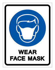 Wear Face Mask Protection Symbol Sign,Vector Illustration, Isolated On White Background Label. EPS10