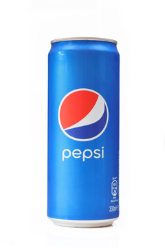 Classic blue pepsi can isolated on white background