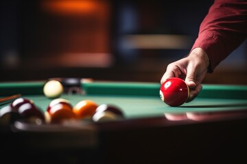 Billiard table with colorful balls