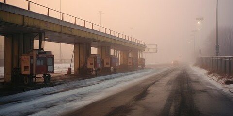 Empty checkpoint gate at toll road - obrazy, fototapety, plakaty