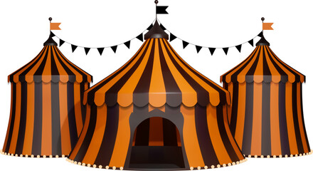 3d circus with halloween colors. halloween circus with orange and black stripes © Angelica