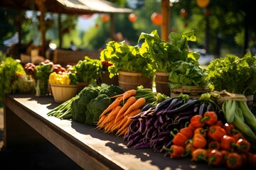 Ein örtlicher Bauernmarkt mit Vielfalt an frischem Gemüse.
