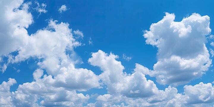 Few random white clouds in blue sky, partly cloudiness © Coosh448