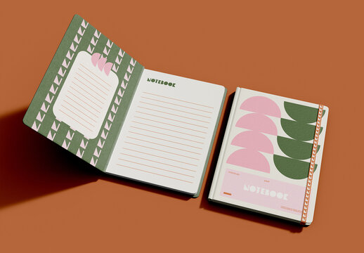 Open and Closed Notepad Mockup